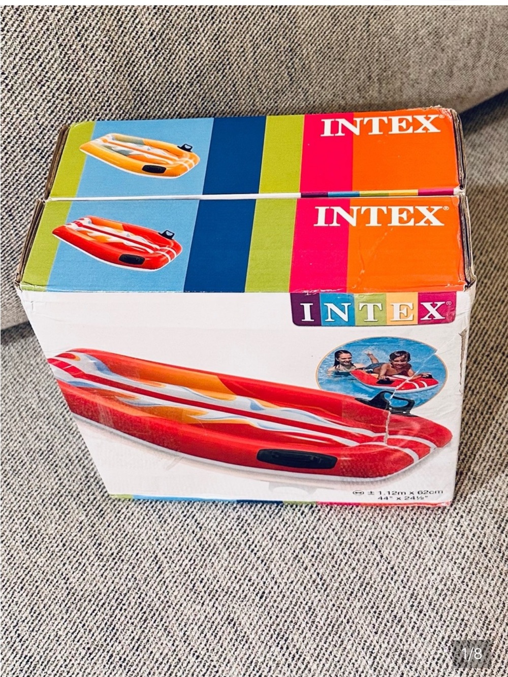 Two inflatable water rafts. New in box. See description for size.